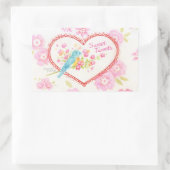 Stickers Coeur Doux Tweets Oiseau Bleu Floral (Sac)