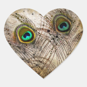 Stickers Coeur Dusty Peacock Feathers