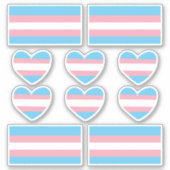 Stickers Coeur et Drapeau Transgenre Pride (Devant)