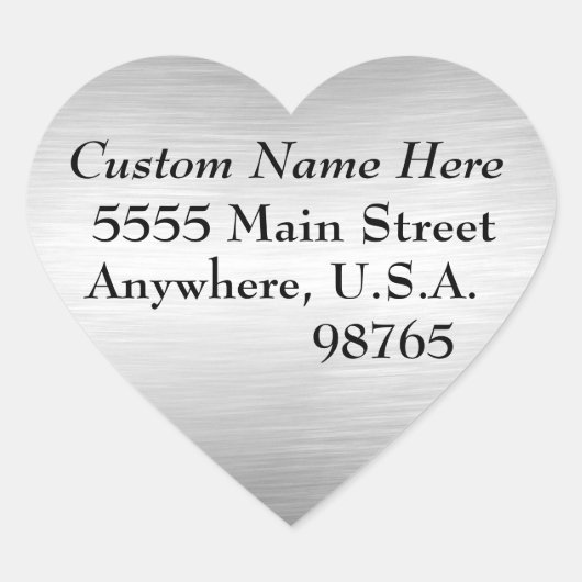 Stickers Coeur Étiquette de adresse à look métalli (Devant)