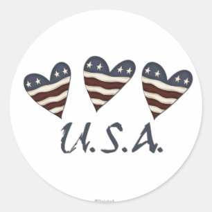 Stickers Coeur Flags USA