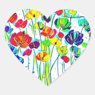 Stickers Coeur Fleur, Glossy