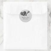 Stickers Coeur gris et Stickers Mariage clé (Sac)