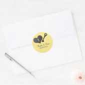 Stickers Coeur Jaune et Mariage Clé (Enveloppe)