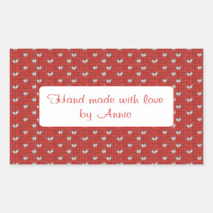 Stickers Coeur KNIT Rectangle "Fait main"