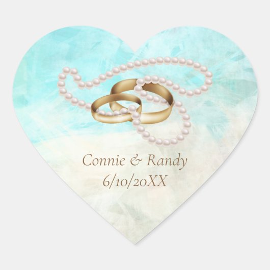 Stickers Coeur Mariage Tropical (Devant)