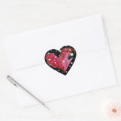 Stickers Coeur mignon Pois noir (Enveloppe)