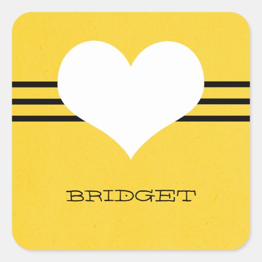 Stickers Coeur moderne Jaune (Devant)