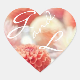Stickers Coeur Monoagram Fleur de Corail