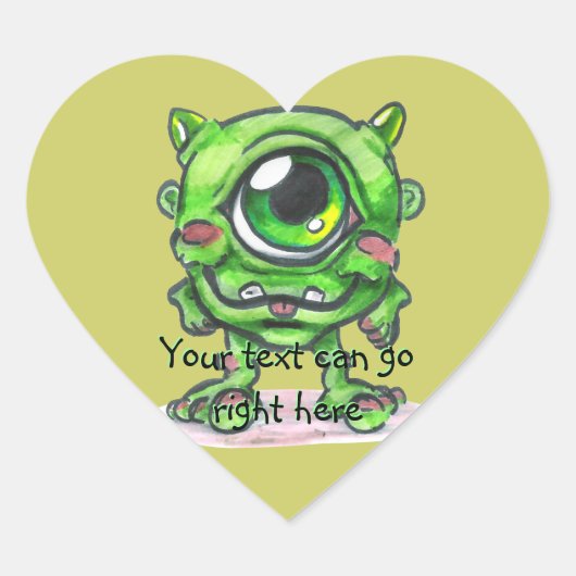 Stickers Coeur Monster Vert (Devant)