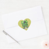 Stickers Coeur Monster Vert (Enveloppe)