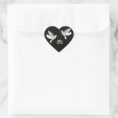 Stickers Coeur Noir Doves mariages (Sac)