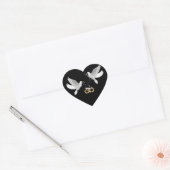 Stickers Coeur Noir Doves mariages (Enveloppe)