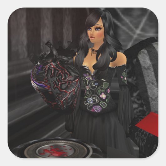 Stickers Coeur Noir gothique (Devant)