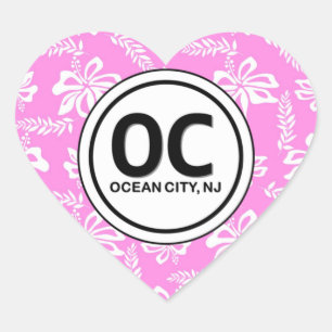 Stickers Coeur OC Ocean City NJ rose Fleur
