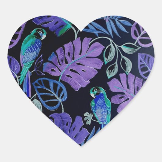 Stickers Coeur Paradise Parrot Tropical (Devant)