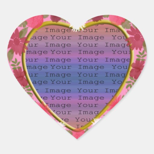 Stickers Coeur Personnalisé Fleurs Roses (Devant)