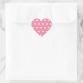 Stickers Coeur Pointe Polka (rose et jaune tendre) (Sac)