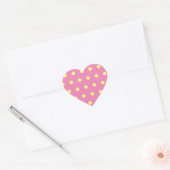 Stickers Coeur Pointe Polka (rose et jaune tendre) (Enveloppe)