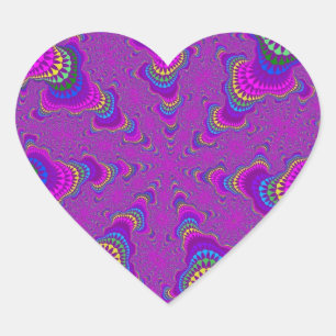 Stickers coeur pourpre arc-en-ciel Starburst