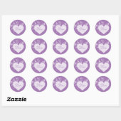 Stickers Coeur pourpre et Rose Amour (Feuille)