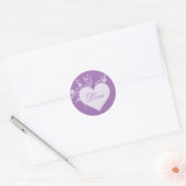 Stickers Coeur pourpre et Rose Amour (Enveloppe)