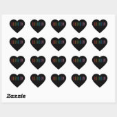 Stickers coeur RAINBOW / Black (Feuille)