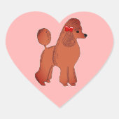 Stickers Coeur rose de caniche standard rouge (Devant)