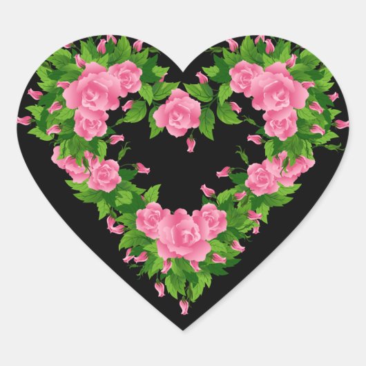 Stickers Coeur-Roses Rose (Devant)
