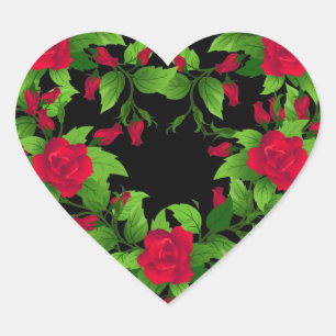 Stickers Coeur-Roses Rouges