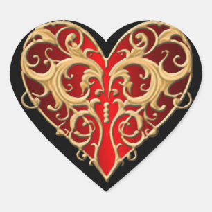 Stickers Coeur Rouge Filigree