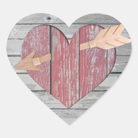 Stickers Coeur Rustique Rouge (Devant)