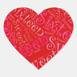 Stickers Coeur sweet sixteen - Cadeau
