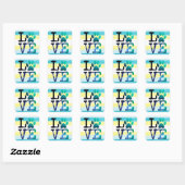 Stickers Coeur Turquoise et Jaune Empreinte de pat (Feuille)