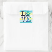Stickers Coeur Turquoise et Jaune Empreinte de pat (Sac)