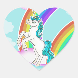 Stickers Coeur unicorne et arc-en-ciel