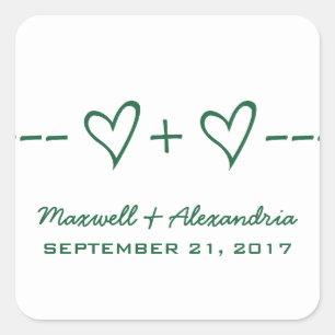 Stickers Coeur Vert Équation Mariage