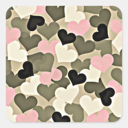 Stickers Coeurs de Camo rose et vert (Devant)