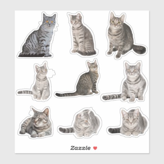 Stickers Collection Cute Tabby Cat (Feuille)
