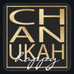 Stickers Colorely Chanukah Carré or<br><div class="desc">Stickers "Chanukah Happy/Gold" Carré. Amusez-vous à utiliser ces autocollants comme toppers de gâteau, étiquettes cadeaux, fermeture de sacs de faveur, ou tout ce qui touche vos festivités! Vous pouvez modifier la couleur Arrière - plan en sélectionnant une couleur différente des nuances de couleurs. Personnalisez en supprimant du texte, "happy" et...</div>