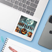 Stickers conçus pour Halloween mixé par basket-bal (Ordinateur portable avec iPhone)
