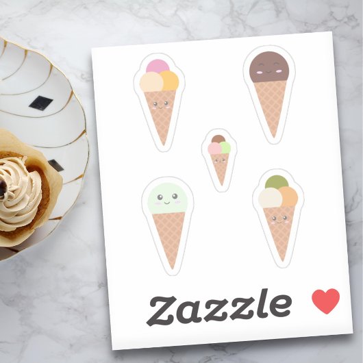 Stickers Cone à la crème glacée mignonne
