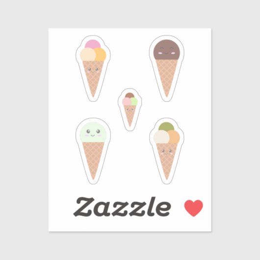 Stickers Cone à la crème glacée mignonne (Feuille)
