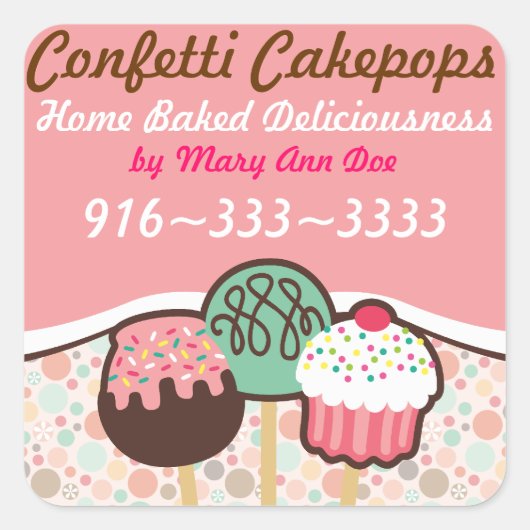 Stickers Confetti Cake Pops Étiquettes (Devant)