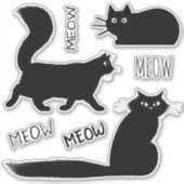 Stickers cool Black Kitty Cats Meow Meow Vinyl (Devant)