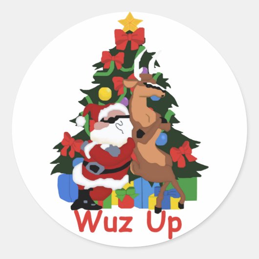 Stickers cool Père Noël Et Rennes (Devant)