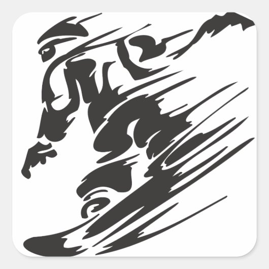 Stickers cool Silhouette Snowboard Mountain (Devant)