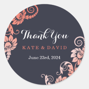 Stickers corail et Merci bleu élégant