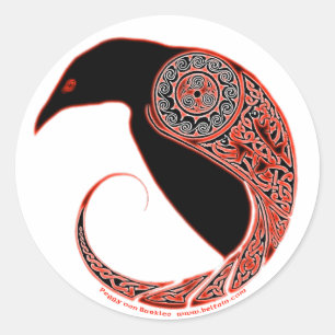 Stickers Corbeau Celtique Morrigan, Blanc