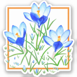 Stickers Coupe Crocus Fleurs Bleu & Blanc Personna